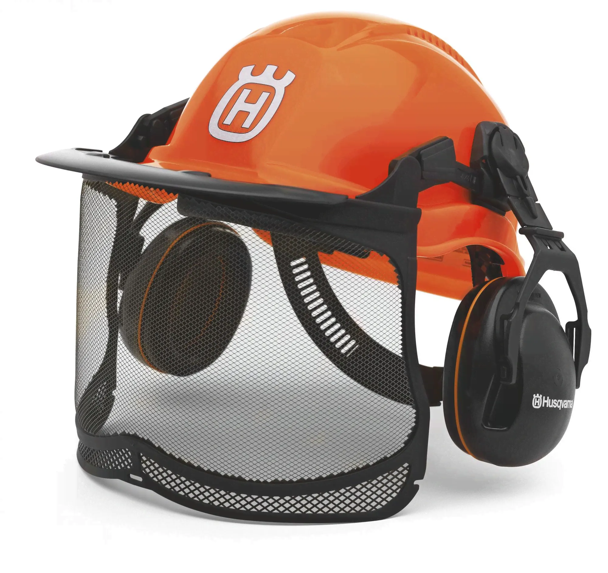 Шлем защитный Functional Husqvarna флуоресцентный (в комплекте защитная сетка-маска для лица UltraVIision, наушники, солнцезащитный козырек, пелерина)-0