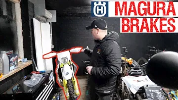 Changing Husqvarna Brake Pads and bleeding the Magura Brakes | Husqvarna TE300i maintenance.